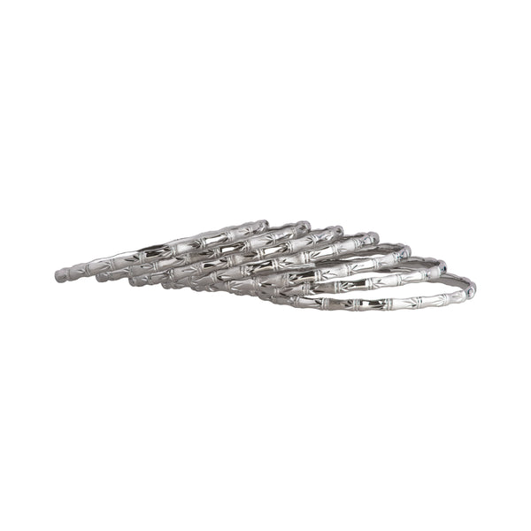 Silver 7-Day Bamboo Leaf Bangle Set