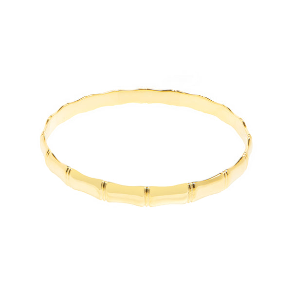Yellow Silver Bamboo Bangle | 7MM Thickness