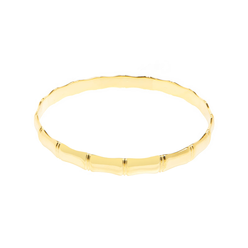 Yellow Silver Bamboo Bangle | 7MM Thickness