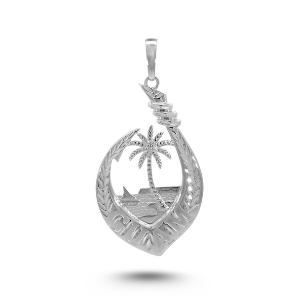 Silver Guam Seal Diamond Cut V Fish Hook Pendant