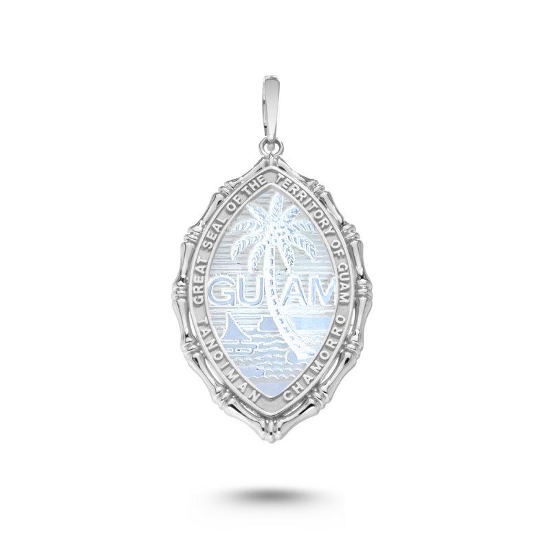 14K White Gold Mother of Pearl Territory Bamboo Pendant