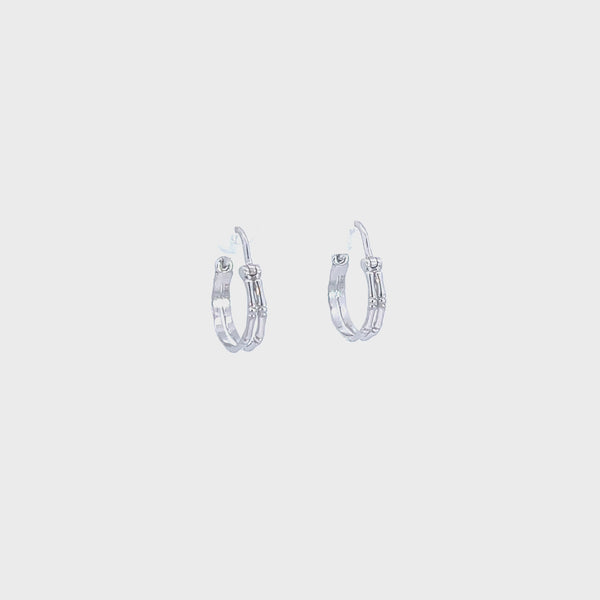 14K White Gold Double Hoop Bamboo Earrings