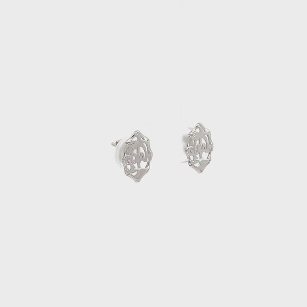 14K White Gold Guam Seal Stud Earrings