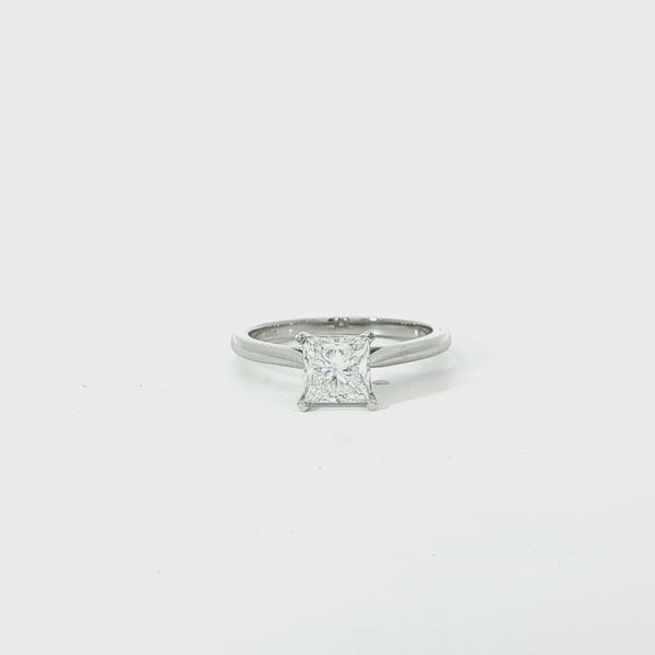 14K White Gold Lab Grown 1.03 ct. Princess Diamond Solitaire Ring | IGI CERTIFIED