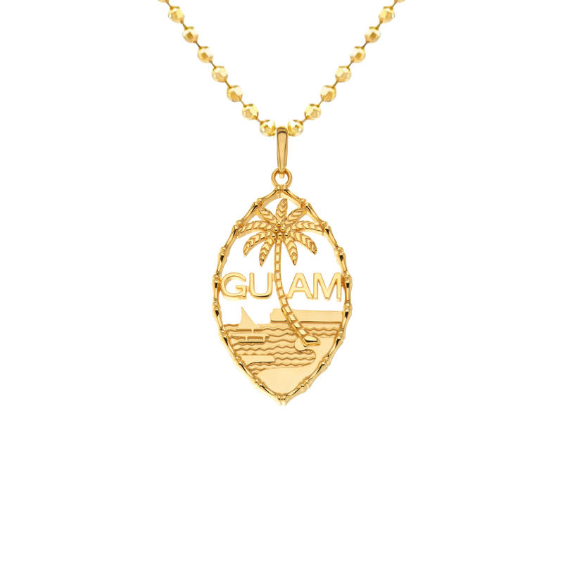 Silver Guam Seal Bamboo Pendant and Chain Set