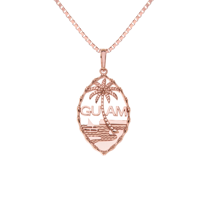 Silver Guam Seal Bamboo Pendant and Chain Set