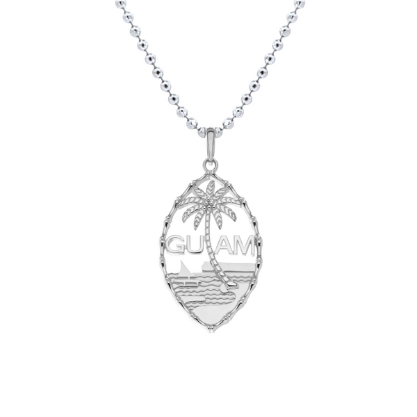 Silver Guam Seal Bamboo Pendant and Chain Set