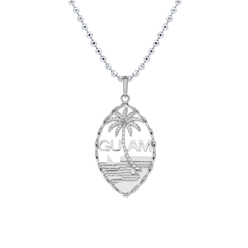 Silver Guam Seal Bamboo Pendant and Chain Set