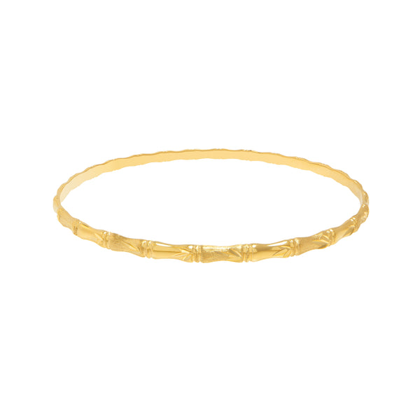 10K Yellow Gold Bamboo Leaf Bangle | 3MM