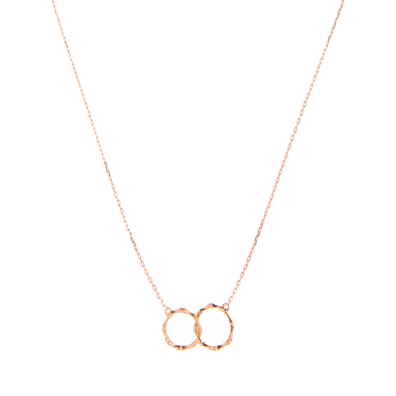 14K Rose Gold Intertwined Bamboo Hoop Infinity Necklace