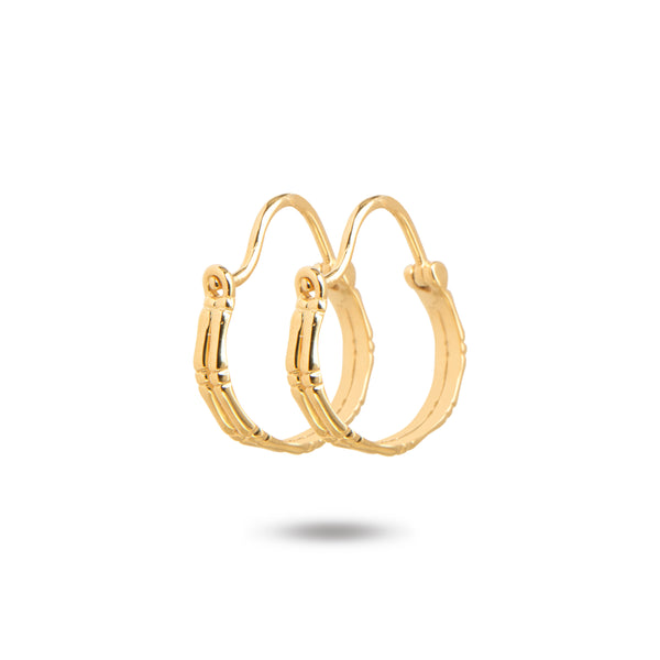 14K Yellow Gold Double Hoop Bamboo Earrings