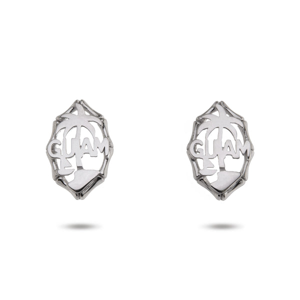 14K White Gold Guam Seal Stud Earrings