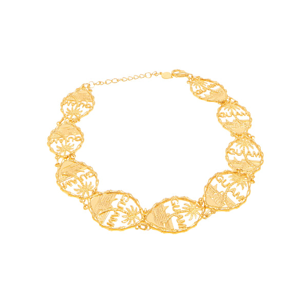 14K Yellow Gold Guam Seal Linked Bracelet | Adjustable | 7"-8"