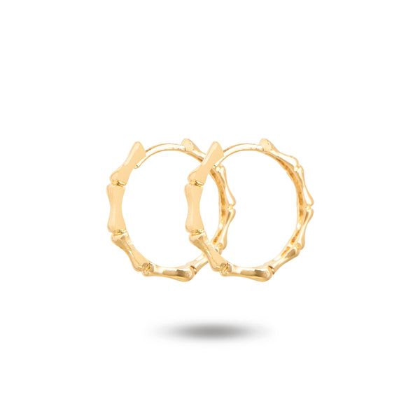 Yellow Gold Bamboo Hoop Earrings