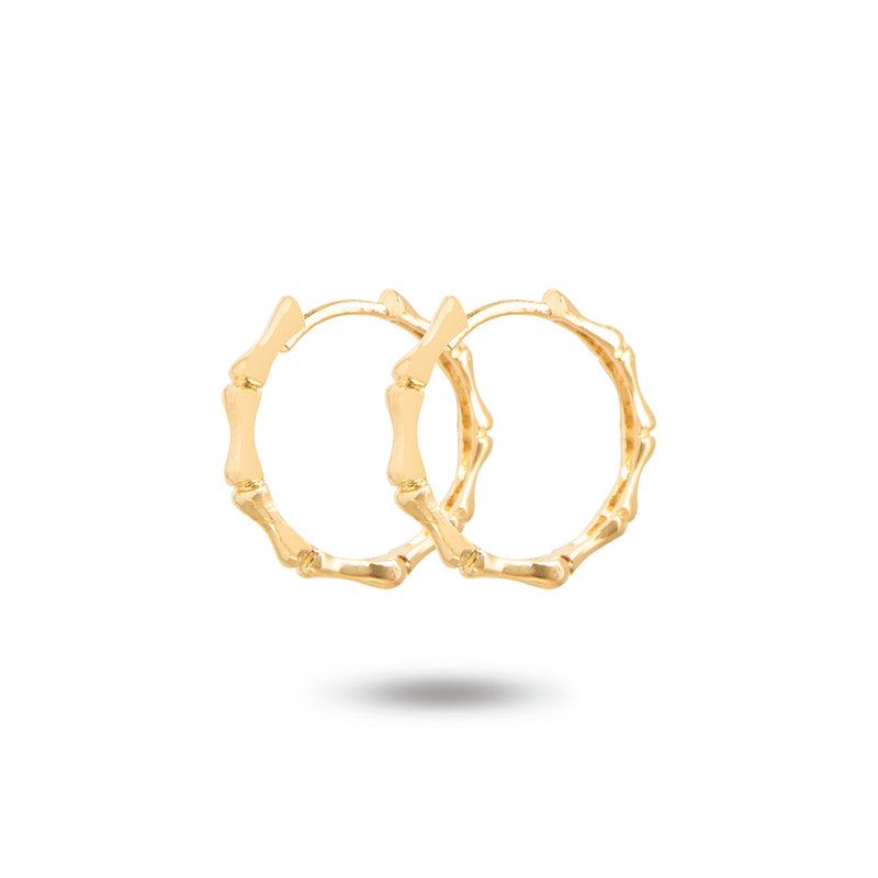 Yellow Gold Bamboo Hoop Earrings