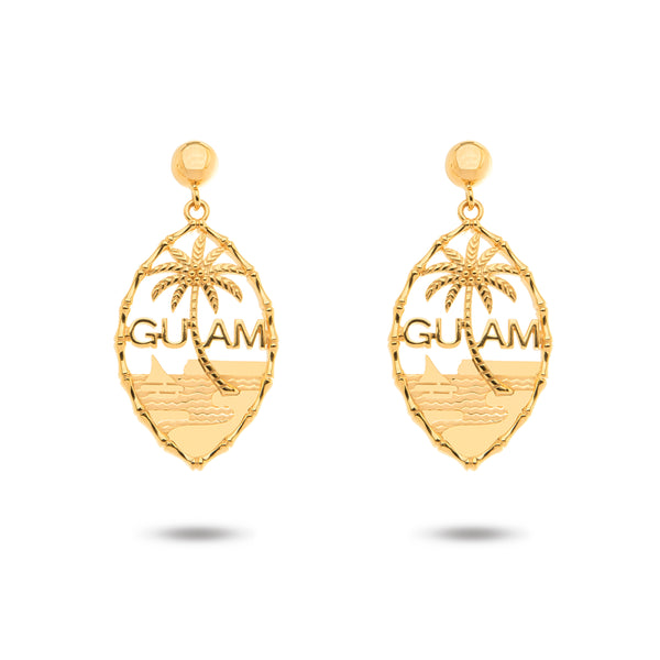 14K Yellow Guam Seal Dangle Earrings