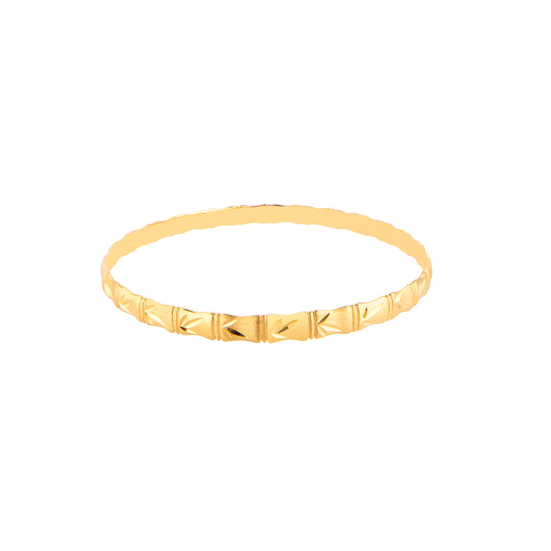 10K Yellow Gold Bamboo Leaf Bangle | 5MM