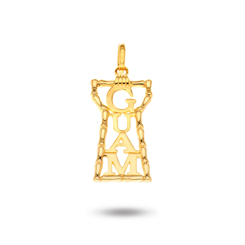 14K Yellow Gold Guam Latte Stone Pendant