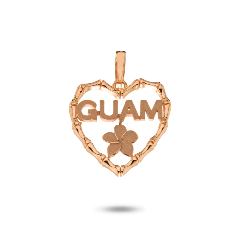 14K Rose Gold Guam Bamboo Heart Pendant