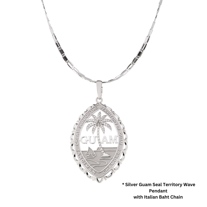 Silver Guam Seal Territory Wave Pendant