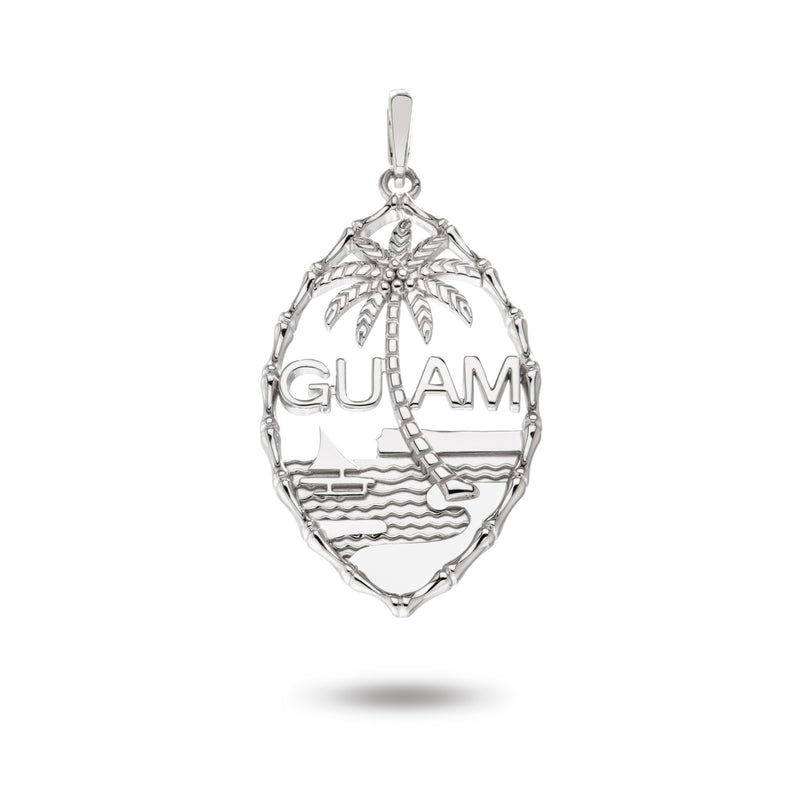 14K White Gold Guam Seal Bamboo Pendant