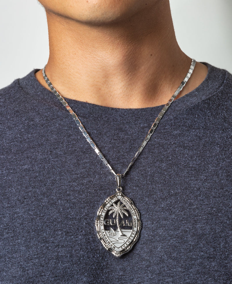 Silver Guam Seal Territory Bamboo Pendant